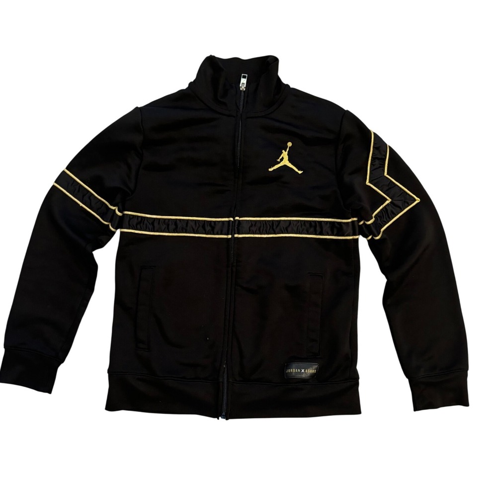 Jordan X Asahd Track Jacket Black Gold Full Zip Kids Medium